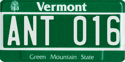 VT license plate ANT016