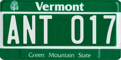 VT license plate ANT017