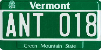 VT license plate ANT018