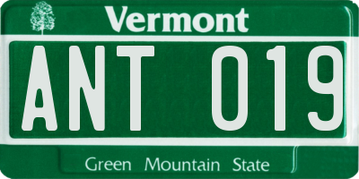 VT license plate ANT019