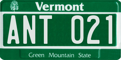 VT license plate ANT021