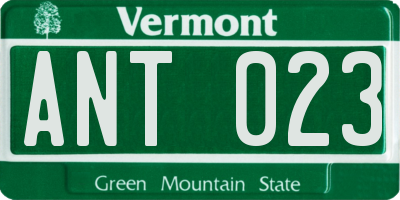 VT license plate ANT023
