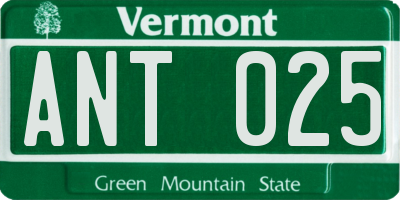 VT license plate ANT025