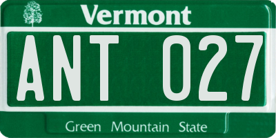 VT license plate ANT027