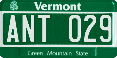 VT license plate ANT029
