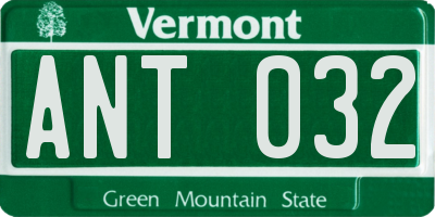 VT license plate ANT032