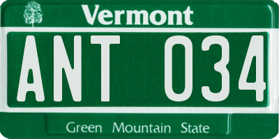 VT license plate ANT034