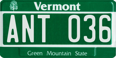 VT license plate ANT036