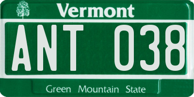 VT license plate ANT038