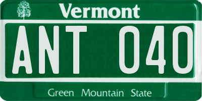 VT license plate ANT040