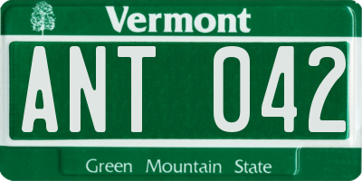 VT license plate ANT042