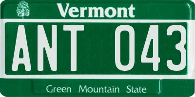 VT license plate ANT043