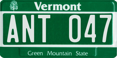 VT license plate ANT047