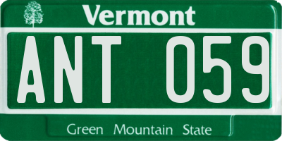 VT license plate ANT059