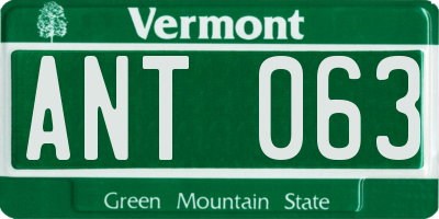 VT license plate ANT063