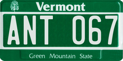 VT license plate ANT067
