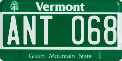 VT license plate ANT068