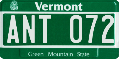 VT license plate ANT072
