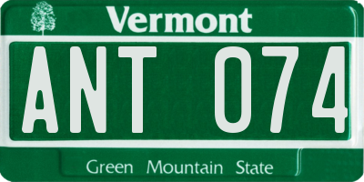 VT license plate ANT074