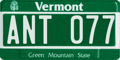 VT license plate ANT077