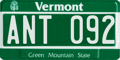 VT license plate ANT092