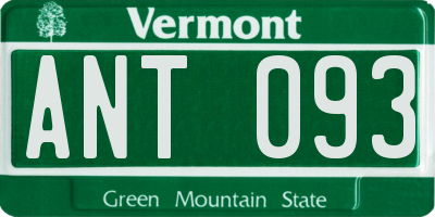 VT license plate ANT093