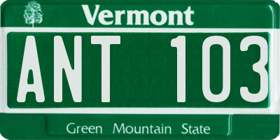 VT license plate ANT103