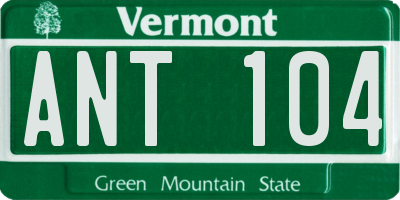 VT license plate ANT104