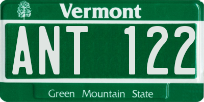VT license plate ANT122