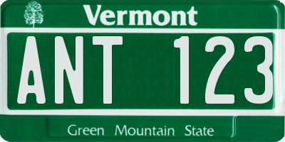 VT license plate ANT123