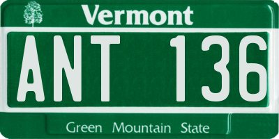 VT license plate ANT136