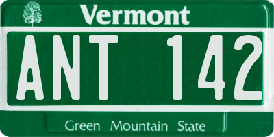 VT license plate ANT142