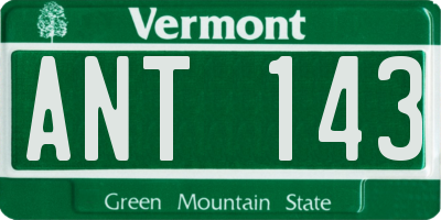 VT license plate ANT143