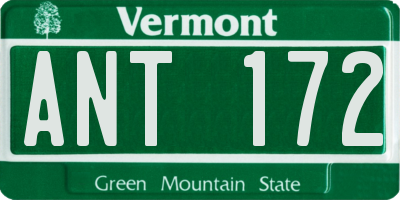 VT license plate ANT172