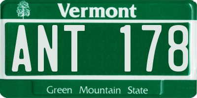VT license plate ANT178