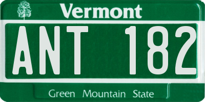 VT license plate ANT182