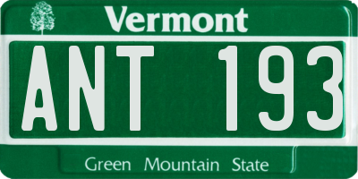 VT license plate ANT193