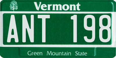 VT license plate ANT198
