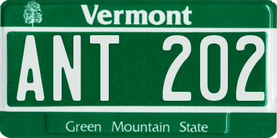 VT license plate ANT202