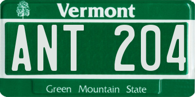 VT license plate ANT204