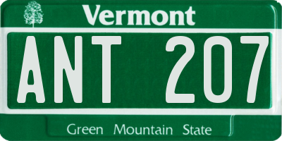VT license plate ANT207