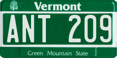 VT license plate ANT209