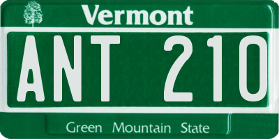 VT license plate ANT210