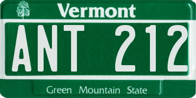 VT license plate ANT212