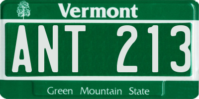VT license plate ANT213