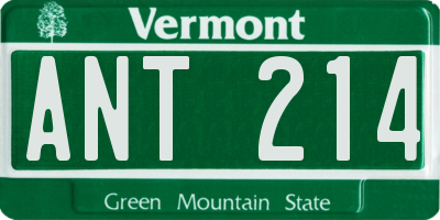 VT license plate ANT214