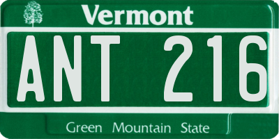 VT license plate ANT216