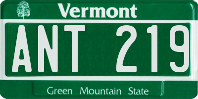VT license plate ANT219