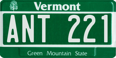 VT license plate ANT221