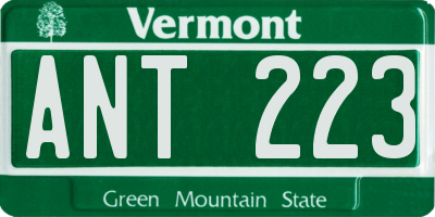 VT license plate ANT223